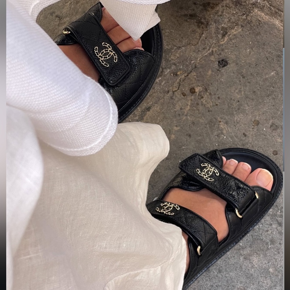 🖤Chanel DAD  Sandals interlocking CC Logo  size 38.5